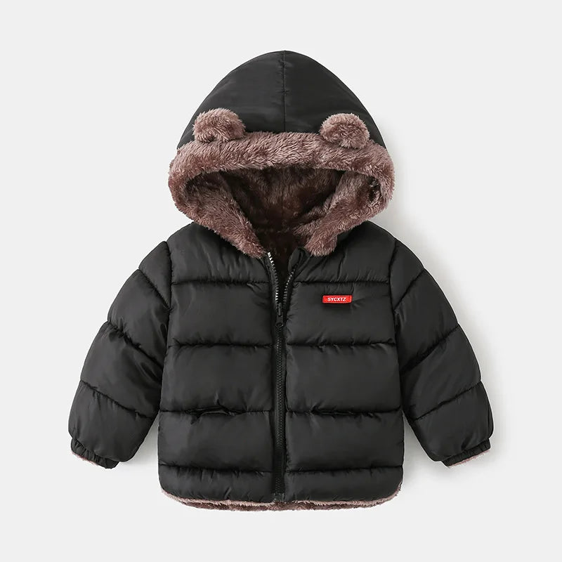 Kids Hooded Puffer Jacket | Boys & Girls | Fleece Lined | Winter Coat | Warm Outerwear | Steven & Levon