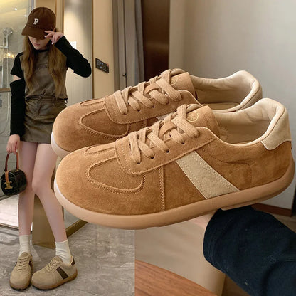 Women's Casual Sneakers | Wide Toe | Lace-Up | Soft Comfort Walking Shoes | Caramel | Steven & Levon
