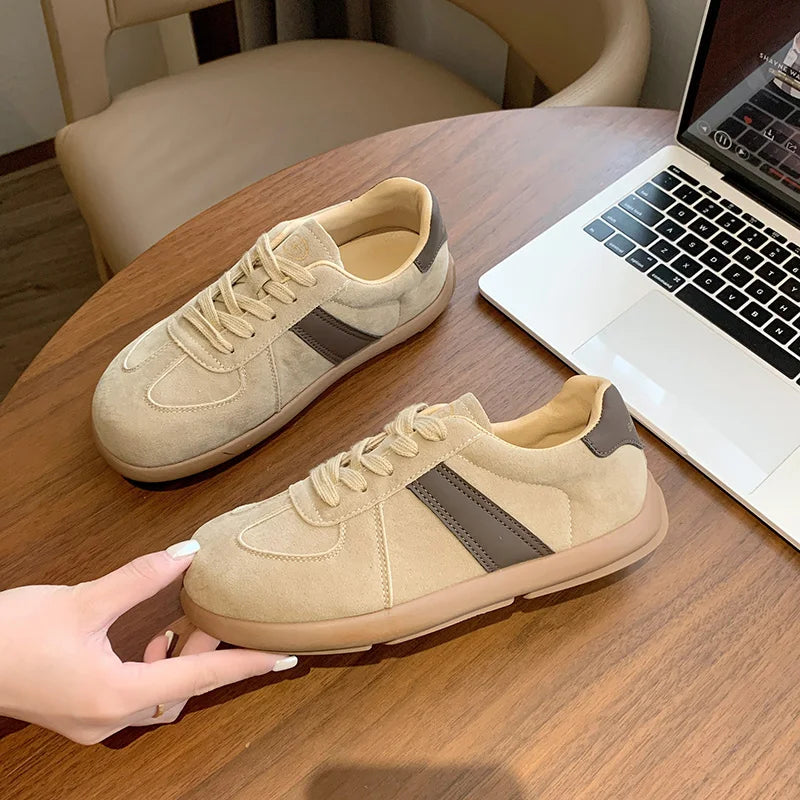 Women's Casual Sneakers | Wide Toe | Lace-Up | Soft Comfort Walking Shoes | Caramel | Steven & Levon