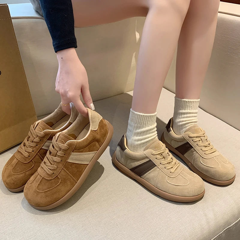 Women's Casual Sneakers | Wide Toe | Lace-Up | Soft Comfort Walking Shoes | Caramel | Steven & Levon
