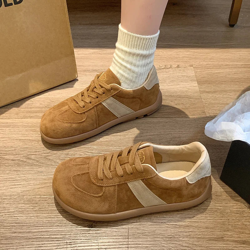 Women's Casual Sneakers | Wide Toe | Lace-Up | Soft Comfort Walking Shoes | Caramel | Steven & Levon