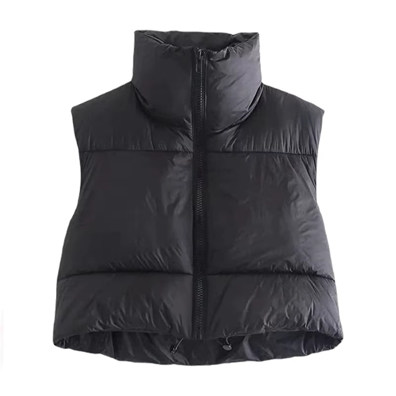 Women's Down Vest | Cotton Quilted | Lightweight Sleeveless Stand Collar | Steven & Levon