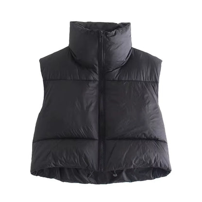 Women's Down Vest | Cotton Quilted | Lightweight Sleeveless Stand Collar | Steven & Levon