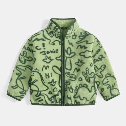 Kids Bear Print Fleece Jacket | Boys & Girls | Zip Up | Plush Winter Coat | Warm Outerwear | Steven & Levon