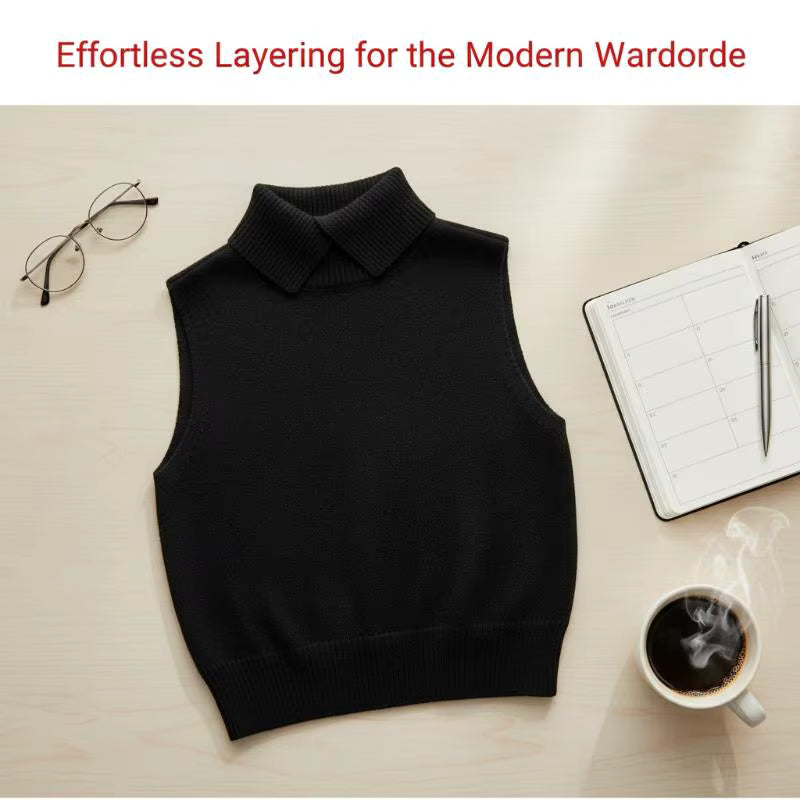 Women's Knitted Vest | Collarless Sleeveless Casual Korean Style | Steven & Levon