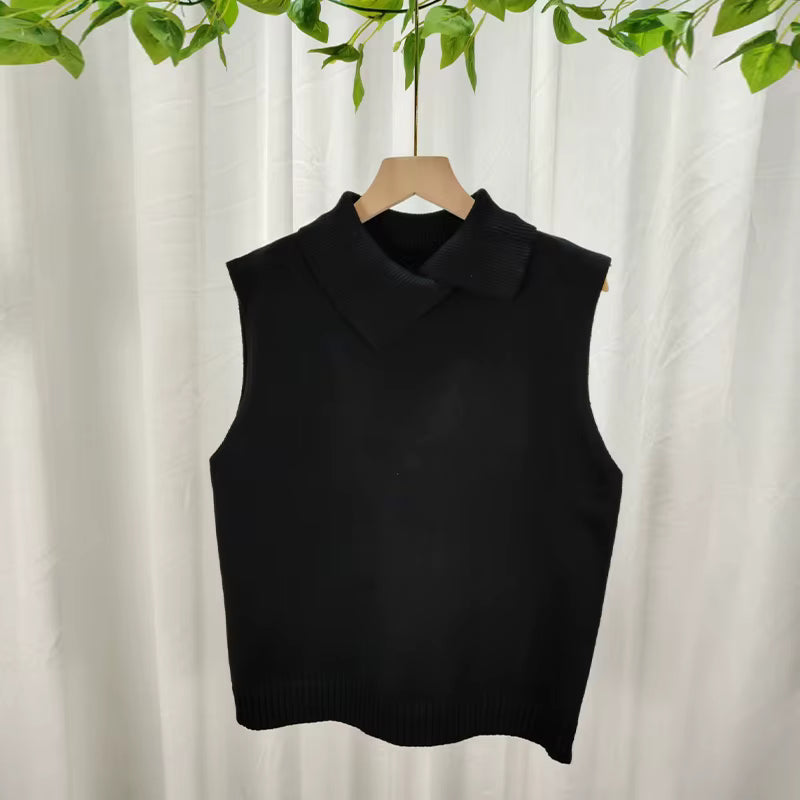 Women's Knitted Vest | Collarless Sleeveless Casual Korean Style | Steven & Levon