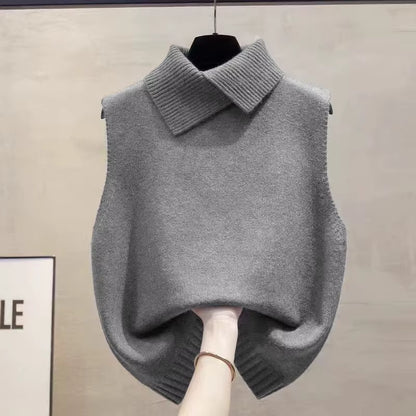 Women's Knitted Vest | Collarless Sleeveless Casual Korean Style | Steven & Levon