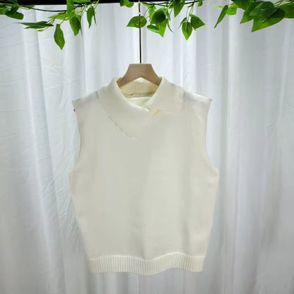 Women's Knitted Vest | Collarless Sleeveless Casual Korean Style | Steven & Levon