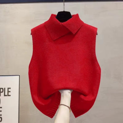 Women's Knitted Vest | Collarless Sleeveless Casual Korean Style | Steven & Levon