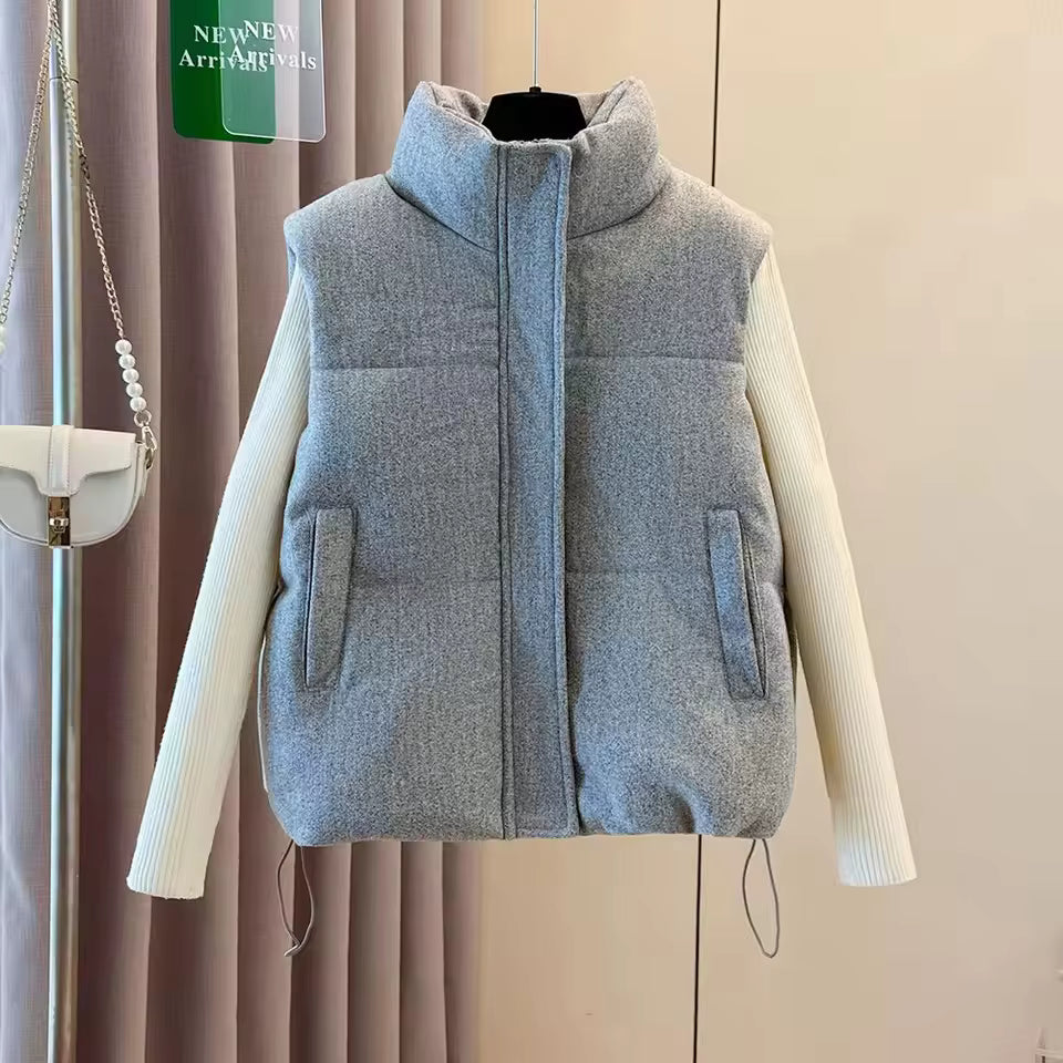 Women's Grey Padded Gilet | Warm Cotton Sleeveless High Neck Vest | Steven & Levon