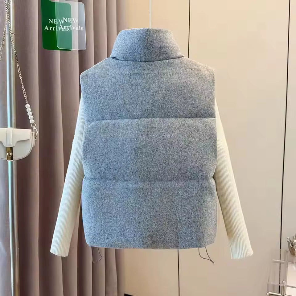 Women's Grey Padded Gilet | Warm Cotton Sleeveless High Neck Vest | Steven & Levon