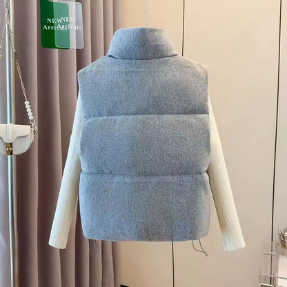 Women's Grey Padded Gilet | Warm Cotton Sleeveless High Neck Vest | Steven & Levon