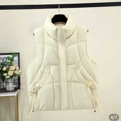 Women's Down Vest Jacket | Cotton Blend | Sleeveless Stand Collar | Steven & Levon