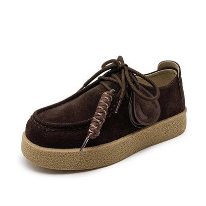 Suede Loafers | Women | Genuine Leather | Lace-Up | British Style | Army Green | Steven & Levon