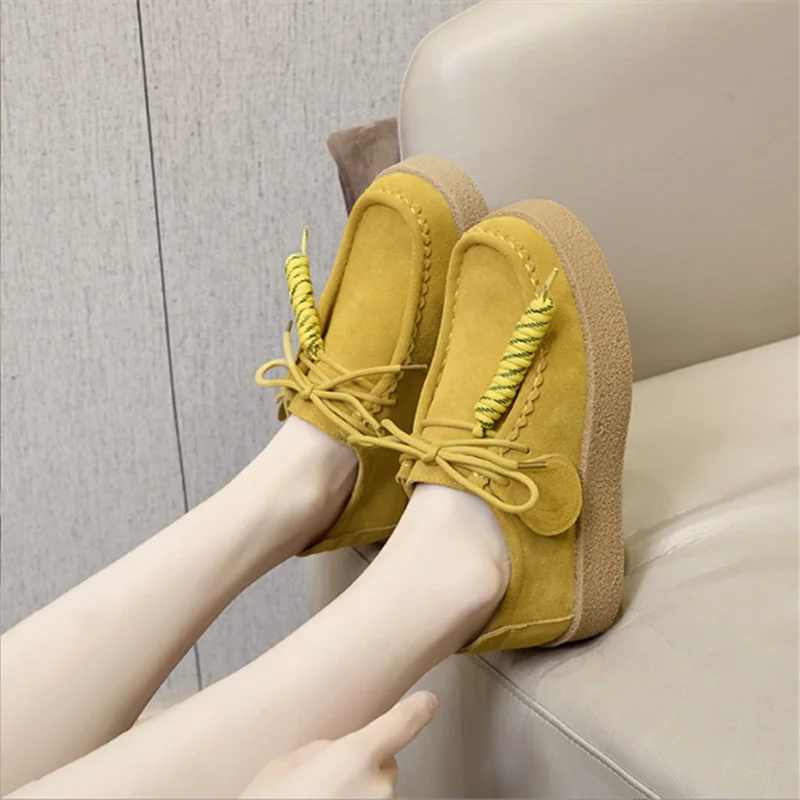 Suede Loafers | Women | Genuine Leather | Lace-Up | British Style | Army Green | Steven & Levon
