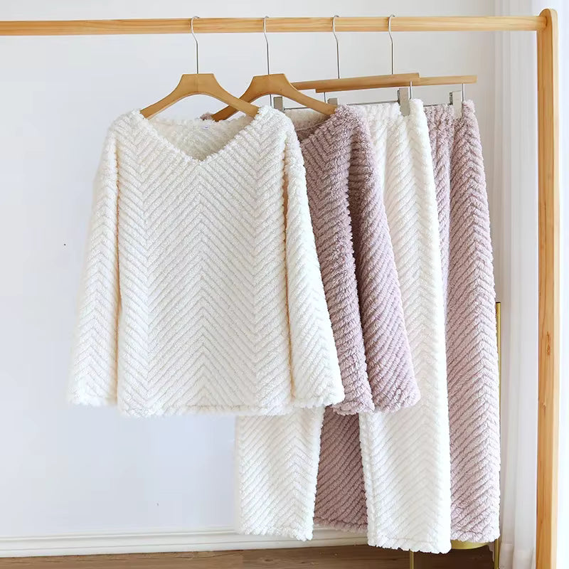 Women's Winter Pyjama Set | Coral Fleece | Thick Warm 2-Piece Plush Loungewear | Steven & Levon