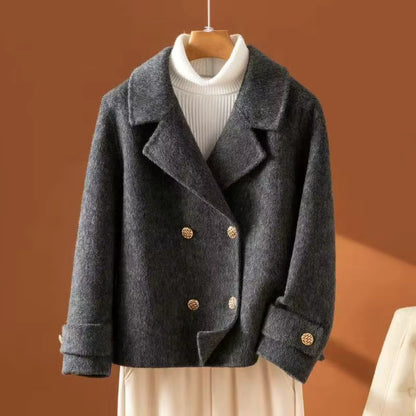 Women's Wool Coat | Double Breasted | Short Length | Long Sleeve | Elegant Winter Outerwear | Steven & Levon