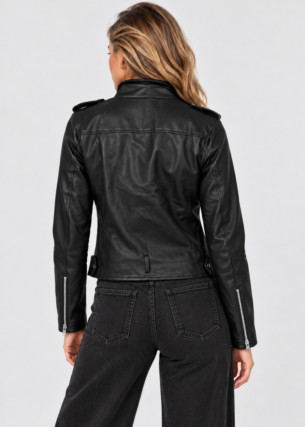 Women's PU Leather Jacket | Biker Jacket | Women | Zip Front & Padded Design | Steven & Levon