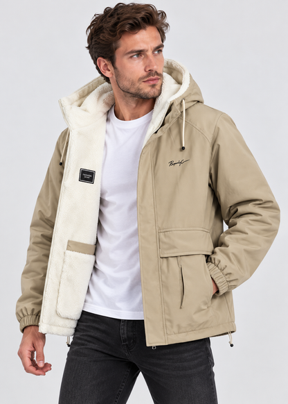 Men's Fleece Jacket | Thick Winter Lining | Hooded Full Zip | Loose Fit | Steven & Levon
