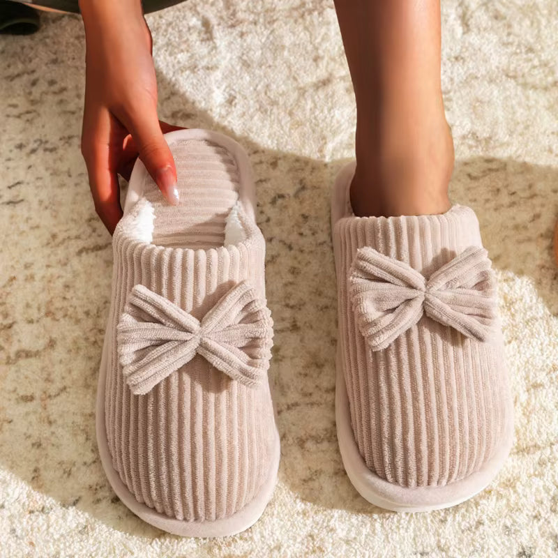 Bow Slippers | Women | Soft Fabric | Warm Cushioned Sole | Lightweight Indoor | Steven & Levon