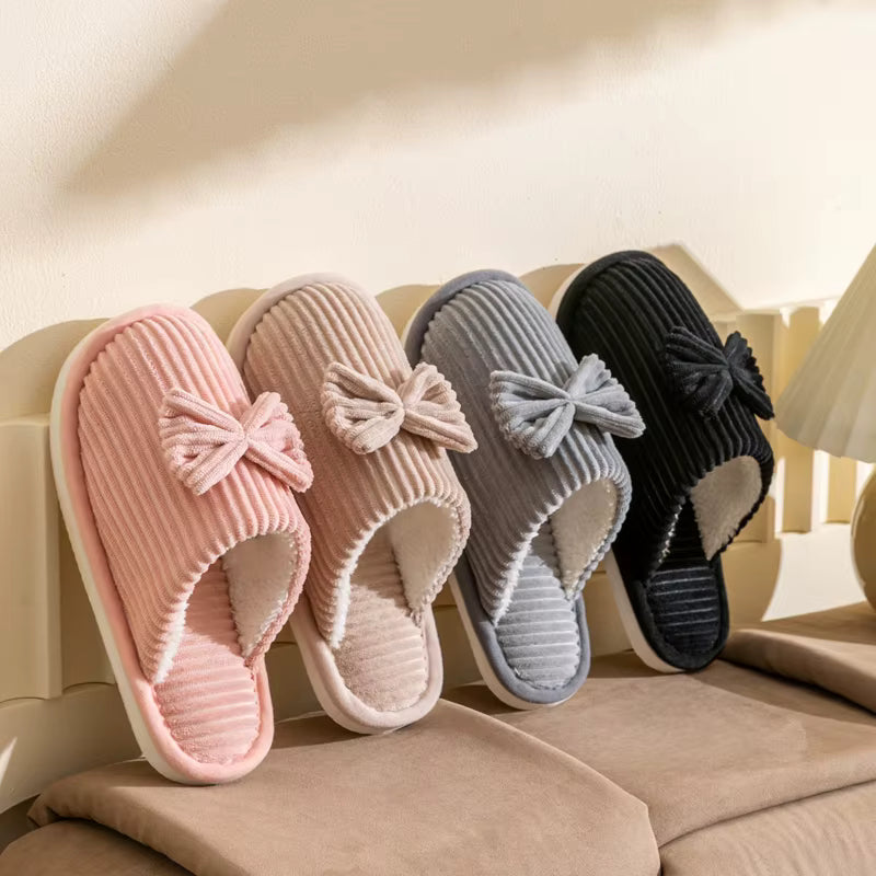 Bow Slippers | Women | Soft Fabric | Warm Cushioned Sole | Lightweight Indoor | Steven & Levon