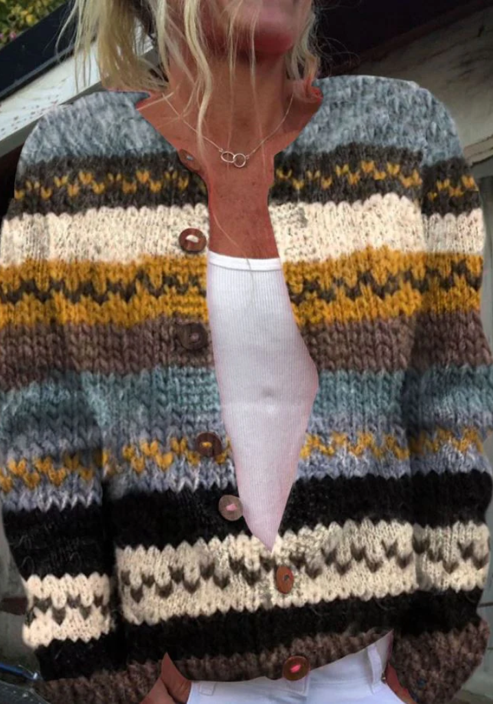 Art Knit Cardigan | Women | Sardine Print | Button Front | Soft Knit | Steven & Levon
