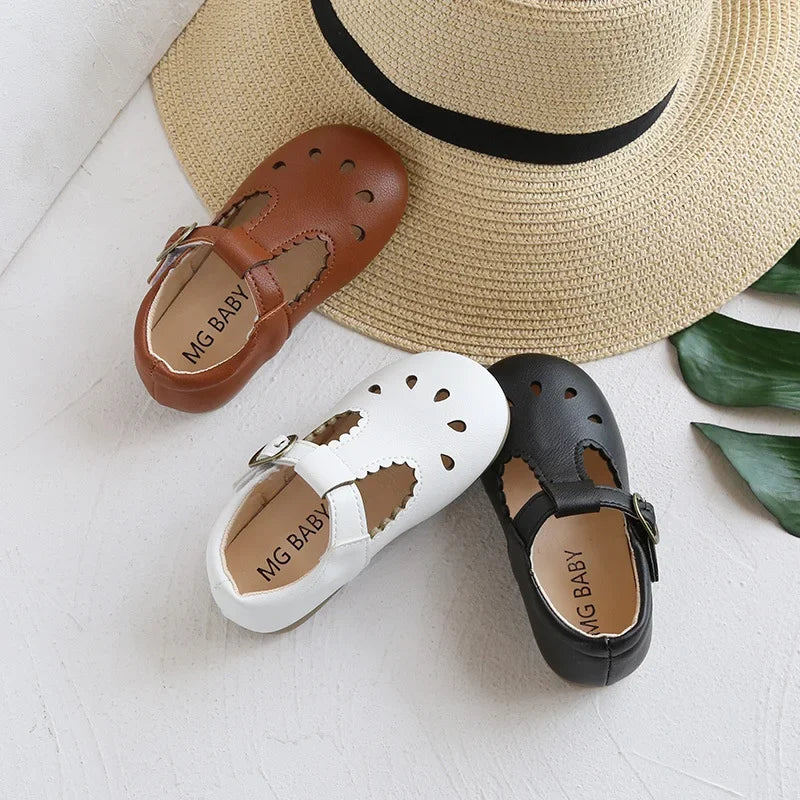 Baby Girl School Shoes | Toddler Leather Sandals | Anti-Slip Buckle Shoes | Steven & Levon