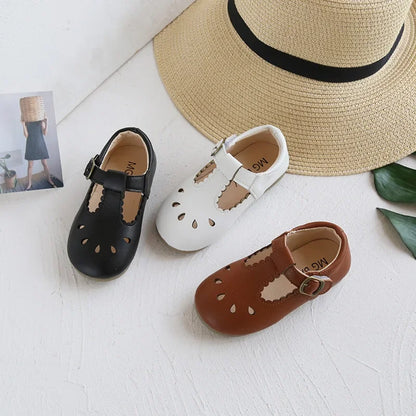 Baby Girl School Shoes | Toddler Leather Sandals | Anti-Slip Buckle Shoes | Steven & Levon