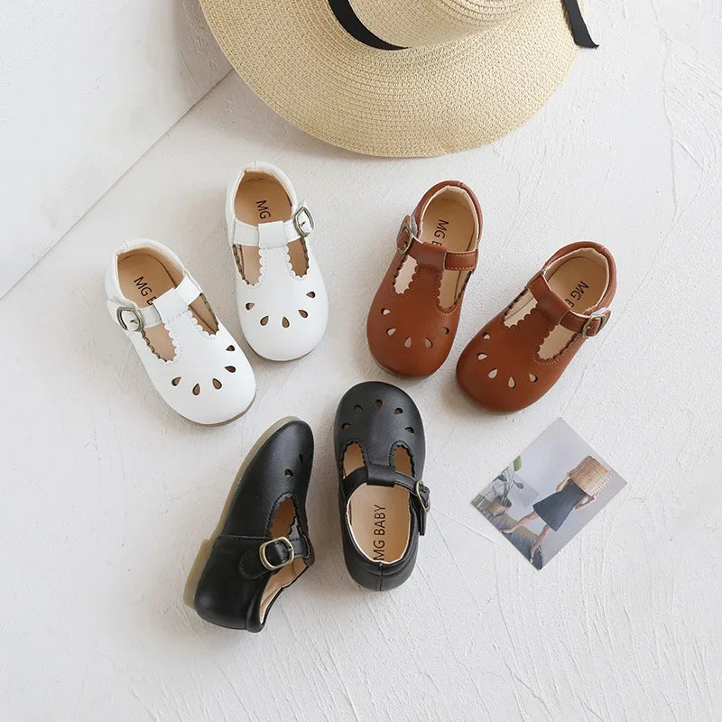 Baby Girl School Shoes | Toddler Leather Sandals | Anti-Slip Buckle Shoes | Steven & Levon