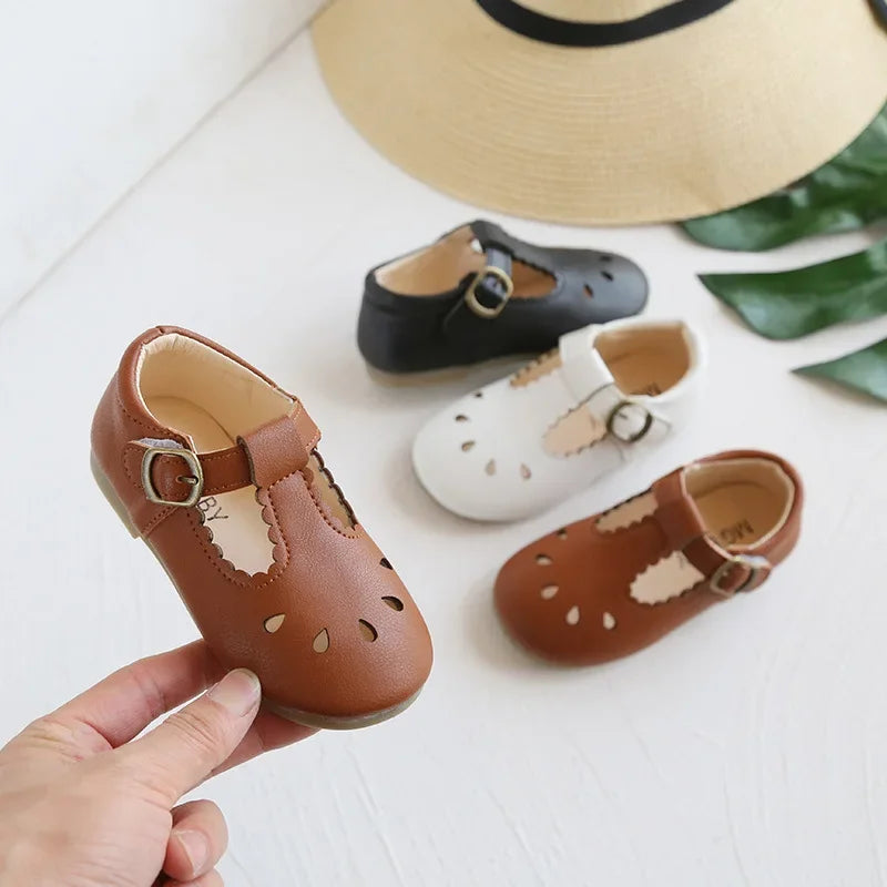 Baby Girl School Shoes | Toddler Leather Sandals | Anti-Slip Buckle Shoes | Steven & Levon