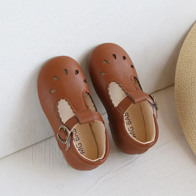 Baby Girl School Shoes | Toddler Leather Sandals | Anti-Slip Buckle Shoes | Steven & Levon