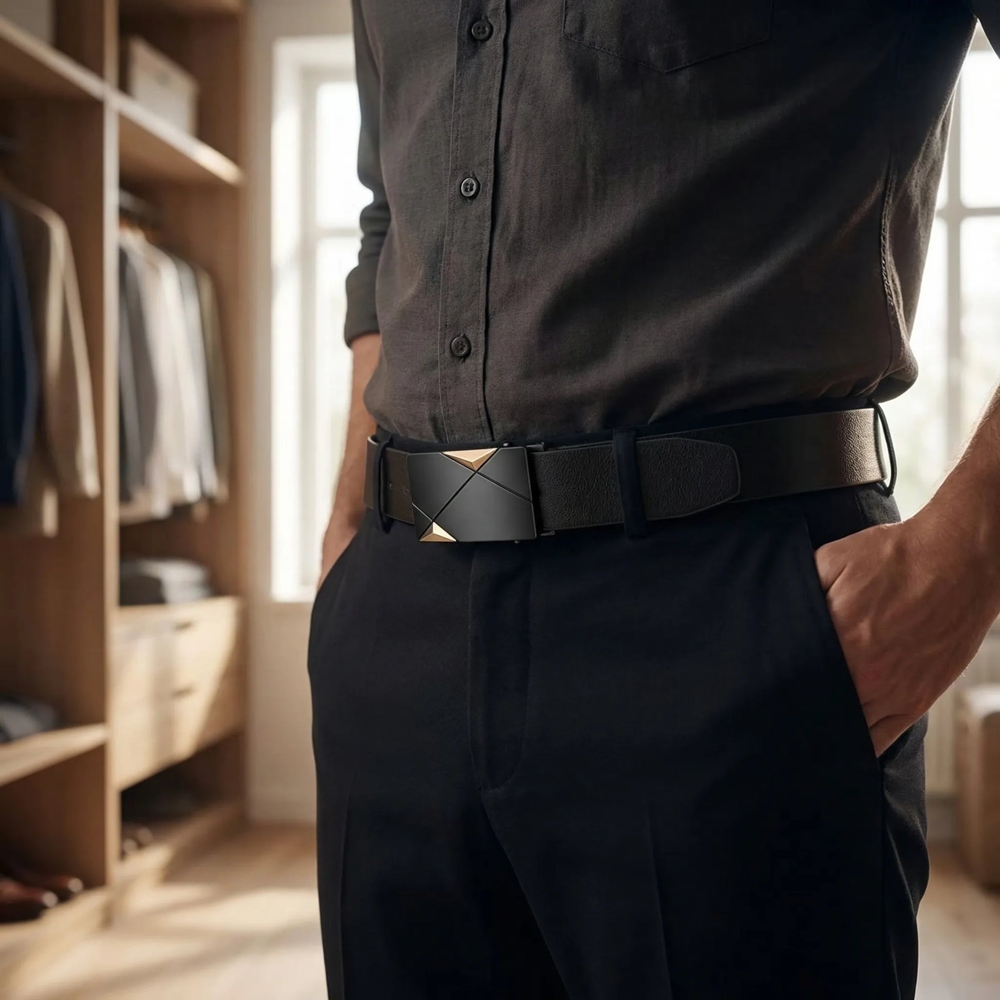 Beltivo - Automatic Buckle Dress Belt For Men  Everyday Smart Dressing