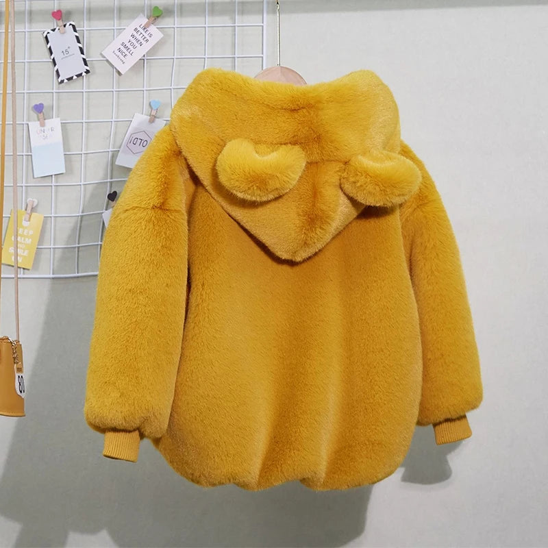 Kids Teddy Fleece Hooded Jacket | Boys & Girls | Bear Ears | Plush Winter Coat | Steven & Levon