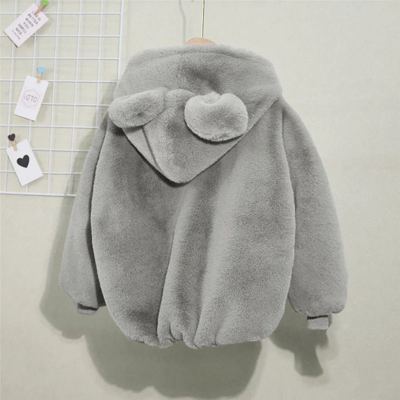 Kids Teddy Fleece Hooded Jacket | Boys & Girls | Bear Ears | Plush Winter Coat | Steven & Levon