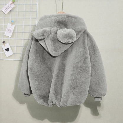 Kids Teddy Fleece Hooded Jacket | Boys & Girls | Bear Ears | Plush Winter Coat | Steven & Levon