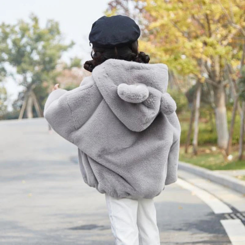 Kids Teddy Fleece Hooded Jacket | Boys & Girls | Bear Ears | Plush Winter Coat | Steven & Levon