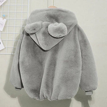 Kids Teddy Fleece Hooded Jacket | Boys & Girls | Bear Ears | Plush Winter Coat | Steven & Levon