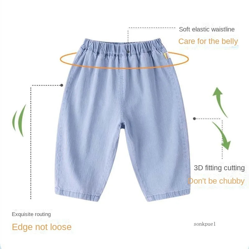 Kids Loose Fit Denim Jeans | Boys & Girls | Elastic Waist | Casual Everyday Pants | Steven & Levon