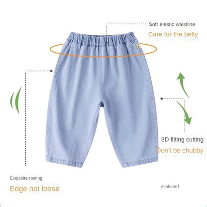 Kids Loose Fit Denim Jeans | Boys & Girls | Elastic Waist | Casual Everyday Pants | Steven & Levon