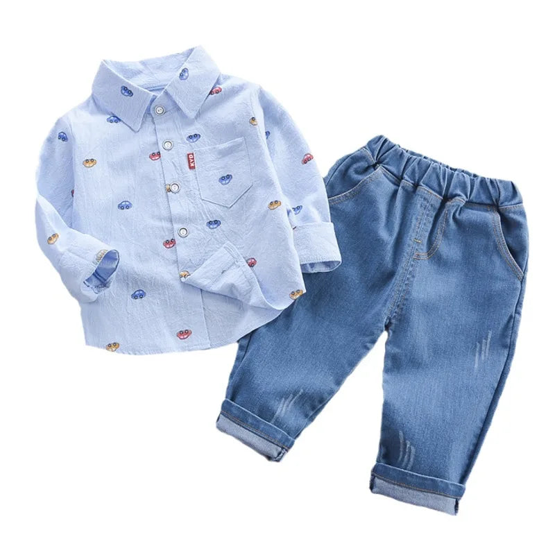 Bento | Toddler Boys Outfit Set | Cotton Shirt & Pants | 12 months-8 years | Spring & Autumn | Steven & Levon