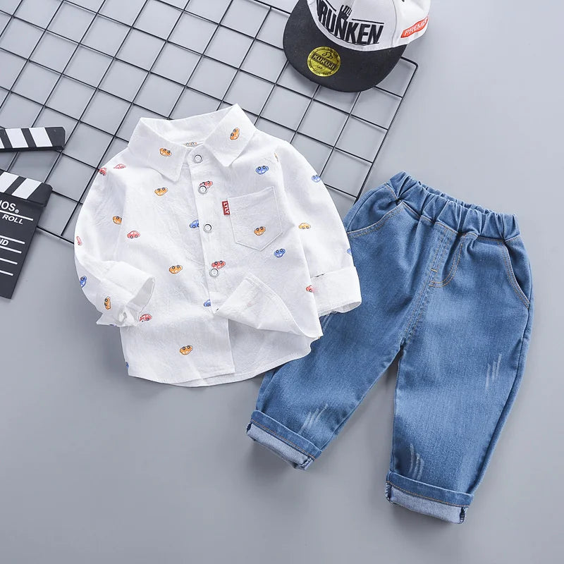 Bento | Toddler Boys Outfit Set | Cotton Shirt & Pants | 12 months-8 years | Spring & Autumn | Steven & Levon