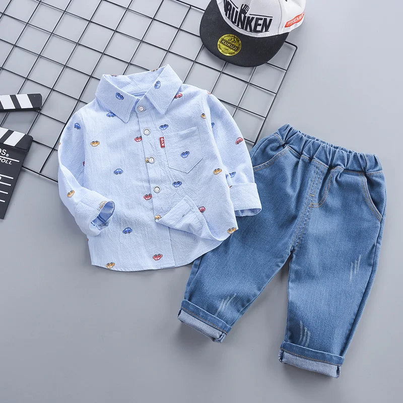 Bento | Toddler Boys Outfit Set | Cotton Shirt & Pants | 12 months-8 years | Spring & Autumn | Steven & Levon