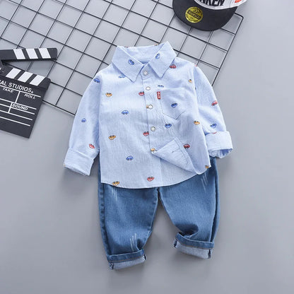 Bento | Toddler Boys Outfit Set | Cotton Shirt & Pants | 12 months-8 years | Spring & Autumn | Steven & Levon