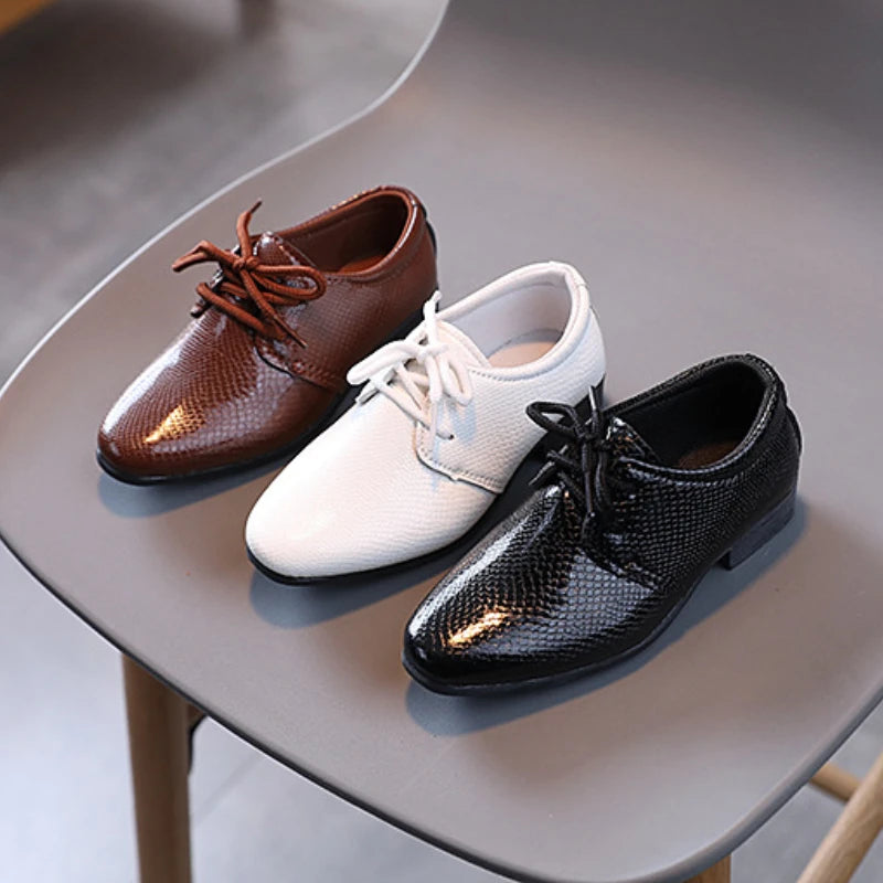 Kids Leather Oxford Shoes | Lace-Up Formal School Shoes | Smart Uniform Shoes | Steven & Levon
