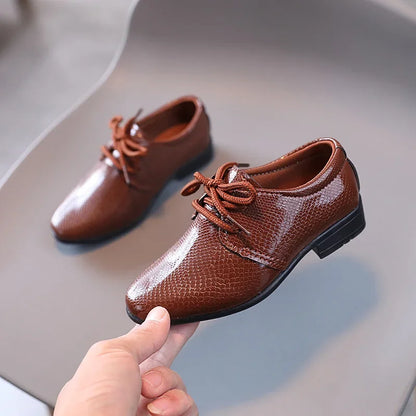 Kids Leather Oxford Shoes | Lace-Up Formal School Shoes | Smart Uniform Shoes | Steven & Levon