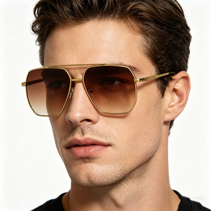 Luxury Square Sunglasses | Unisex | Metal Frame | UV400 Driving Sunglasses | Classic Fashion Eyewear | Steven & Levon