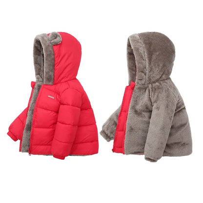 Kids Hooded Puffer Jacket | Boys & Girls | Bear Ears | Fleece Lined Winter Coat | Steven & Levon