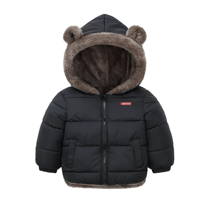 Kids Hooded Puffer Jacket | Boys & Girls | Bear Ears | Fleece Lined Winter Coat | Steven & Levon