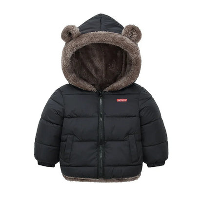 Kids Hooded Puffer Jacket | Boys & Girls | Bear Ears | Fleece Lined Winter Coat | Steven & Levon