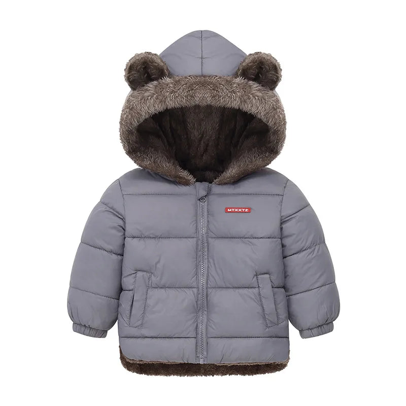 Kids Hooded Puffer Jacket | Boys & Girls | Bear Ears | Fleece Lined Winter Coat | Steven & Levon